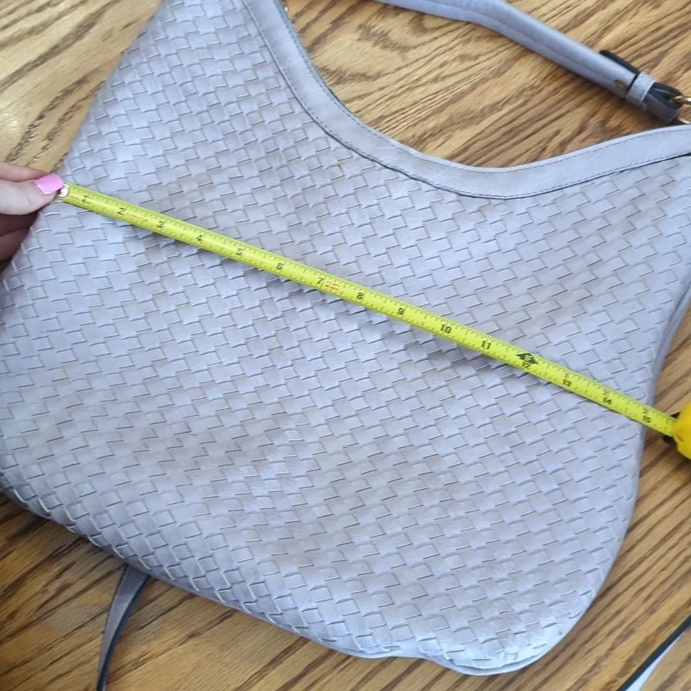 Nora Faux Leather Woven Hobo Bag w/ Short & Long Straps Mauve